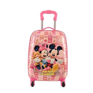 Heart Home 16inch Polycarbonate & ABS Kids Trolley Bags for Girls & Boys with 360 Degree Rotating Wheels | Hardsided Cabin Travel Suitcase for Kids | DTB2019, Mickey & Minnie – Pink