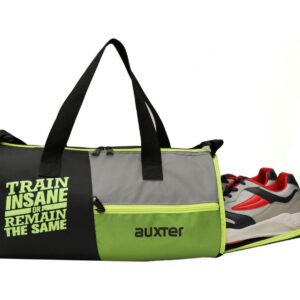 AUXTER Polyester Premium Sports Gym Duffle Bag with Shoe Compartment for Men’s and Women’s, Black-Green, 23 Cm