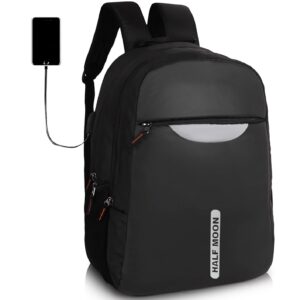 Half Moon 15.6 Inch USB Laptop Bag Office Backpack for Men, Women, Girls & Boys with USB Charging Port & Padded Laptop Compartment