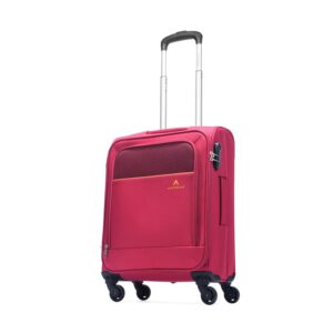 Aristocrat Oasis Plus Cabin Size Soft Luggage (55 Cm)|Spacious Polyester Trolley with 4 Spinner Wheels and Combination Lock|Dazzling Red|Unisex|5 Year Warranty