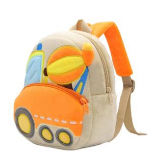 blue tree School Bag for Cute Kids for (1-6 Years), Preschool Soft Plush Car Bag for Toddlers, Mini Travel Full Embroidery Backpack for Boys and Girls