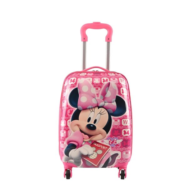 Kuber Industries 16inch Polycarbonate & ABS Kids Trolley Bags for Girls & Boys with 360 Degree Rotating Wheels | Hardsided Cabin Travel Suitcase for Kids | DTB2013, Minnie – Pink