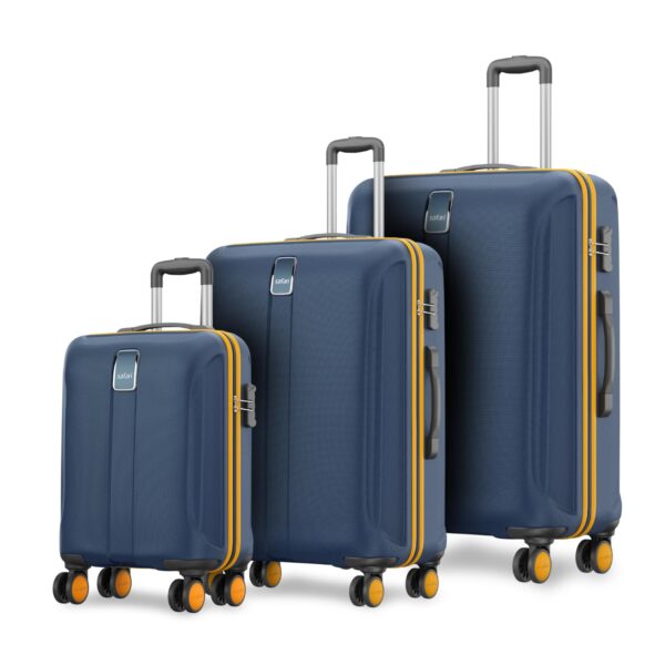 Safari Thorium Neo 8 Wheels 55,66 and 77 Cm Small,Medium and Large 4 Wheel Inline 3 Trolley Bags Polycarbonate 360 Degree Wheeling System Luggage,4 Wheel Inline Trolley Bags,Graphite Blue