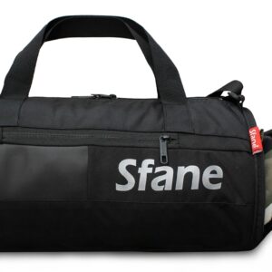 Sfane Grey & Black Gym Bag/Duffle Bag/Sports Bag/Shoulder Bag/Sports Bags/Gym Bags for Men & Women with Shoe Compartment (Black)