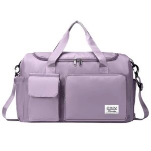 Storite Nylon 44 cms Imported Travel Duffle Bag Sports Gym Shoulder Bag for Women with Wet Pocket & Shoe Compartment Weekender Overnight Travel Luggage Bag (Purple, 44 x 18 x 29 cm)