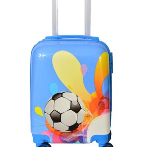 DPARANI Kid’s 17 Inches Blue Football Print Polycarbonate Trolley Bag Suitcase for Baby Girl’s & Boy’s