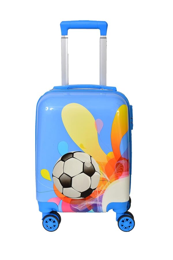 DPARANI Kid’s 17 Inches Blue Football Print Polycarbonate Trolley Bag Suitcase for Baby Girl’s & Boy’s