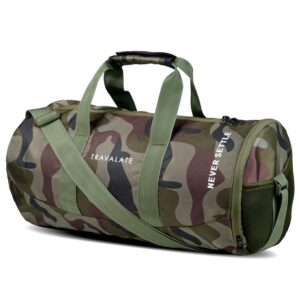 Travalate® 18 Inch Sports Duffle Gym Bag with Separate Shoe Compartment, 45L Waterproof Gym Duffel Bag, Lightweight Sports, Yoga, Travel Bag Ideal for Men and Women -MilitaryGreen (18 X 10 X 9.5 Inch)