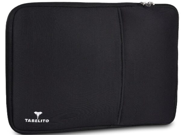 Tabelito Laptop Sleeve 15.6 Inch Case, Water Repellent Polyester Neoprene Case with Accessory Pocket Compitable for MacBook, Dell, Lenovo & Other Laptops, Notebooks,Black