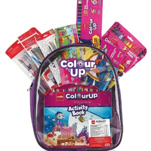 Cello ColourUp Hobby Bag | Colouring Kit includes Crayons, Colour Pencils, Sketch Pens & Activity Book | Travel Friendly Back Pack Bag | Ideal for Kids Gifting, Assorted