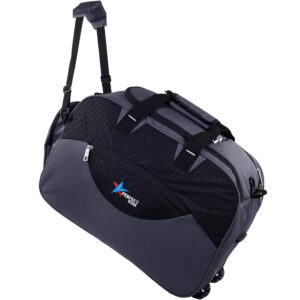 perfect star Polyester Duffle Bag For Travel With 2 Wheels 65 Litre (Width: 25 Cm, Black,Grey)