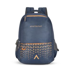 Aristocrat 30 Litres Solid Pattern Bean Backpack (Navy Blue, Medium)