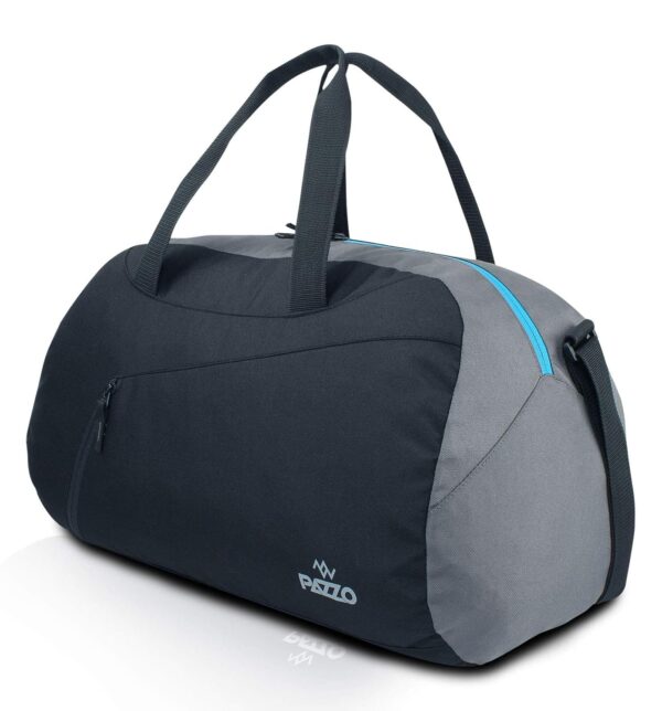 PAZZO Polyester Trance 44L Water Resistant Gym/Trekking/Travel/Sports Duffel/Duffle Bag (Black And Grey), 11 in