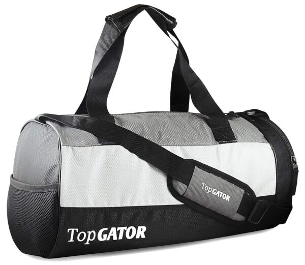 Topgator Polyester Gym Bag Sports Duffel With Shoe Compartment 34 L (Grey/Black), 25 Cm