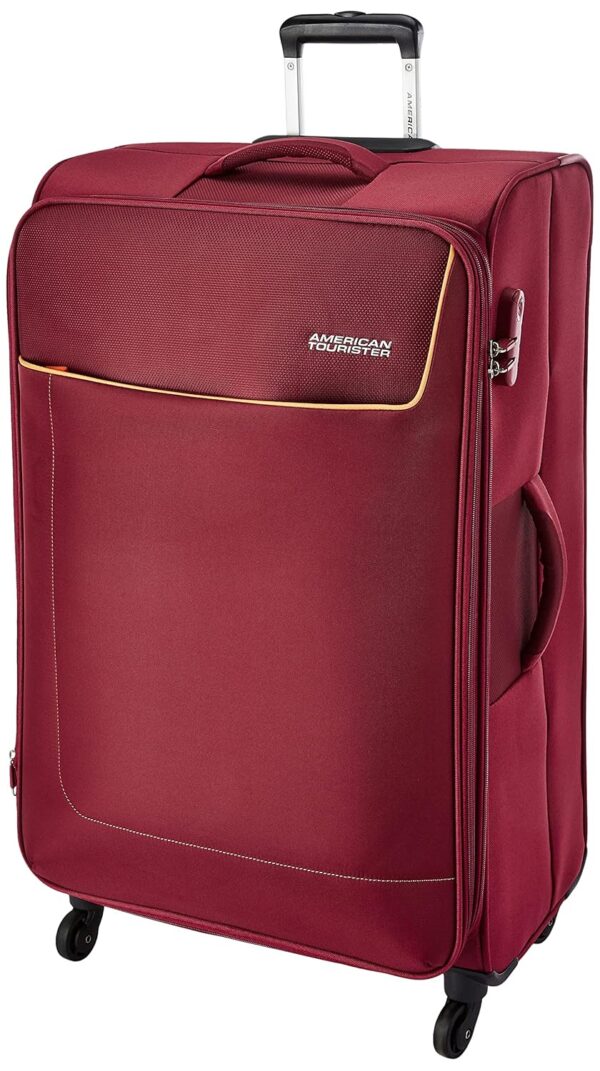 American Tourister Jamaica 80 Cms Large Check-In Polyester Soft Sided 4 Spinner Suitcase Wheels Luggage (Wine Red)