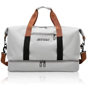 GUSTAVE® 28L Fashion Gym Bag For Men, Capacity, Waterproof Oxford Cloth, With Shoe Compartment, Reinforced Handle & Adjustable Shoulder Strap, Ideal For Fitness, Travel, Outdoors – Grey