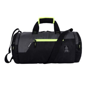 Gear Cross Polyester Training 26L Medium Water Resistant Travel Duffle Bag/Gym Bag/Sports Duffle For Men/Women (Black-Grey)