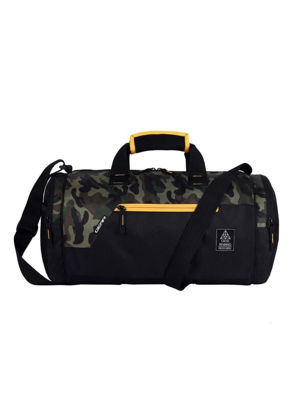 Gear Polyester Cross Training 22L Medium Water Resistant Travel Duffle Bag/Gym Bag for Men’s/Women’s (Khaki Camo), 23 Cm