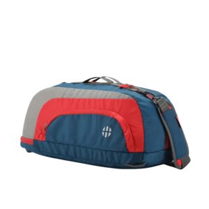 Harissons Jake 31L Water Resistant Duffel Gym Bag for Men & Women | Convertible Travel & Sports Backpack with Shoe Compartment & Easy Front Pocket Access (Navy & Red)