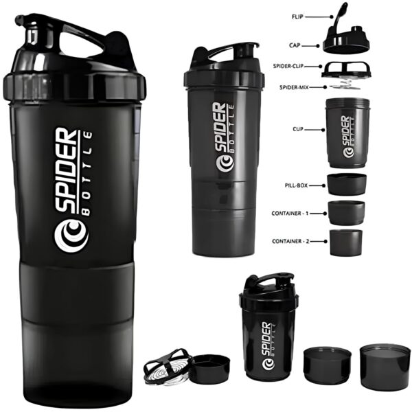 Madhubala Gym Bag Combo Men’s Gloves Black Wrist Support Band and Big Spider Shaker Bottle