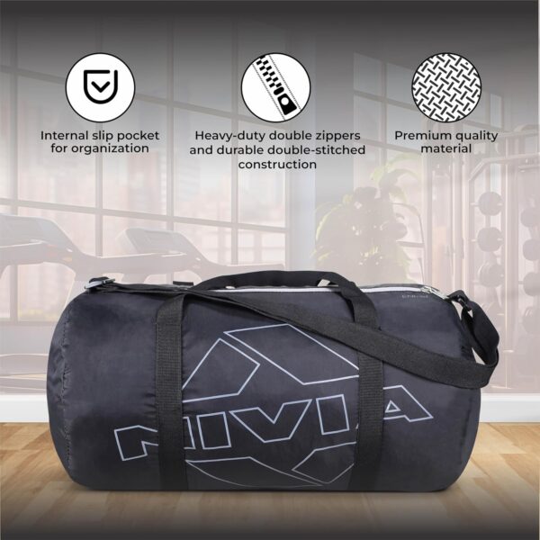 Nivia Enfold 2.0 Duffle Polyester Gym Bags/Adjustable Shoulder Bag for Men/Unisex Sports Carry Bag / 18L Quick Access Pocket/Black – Orange (Black-Grey)