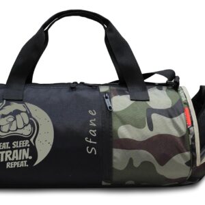 Sfane Polyester Army Black Gym Bag/Duffle Bag/Sports Bag/Shoulder Bag/Sports Bags/Gym Bags for Men & Women with Shoe Compartment.