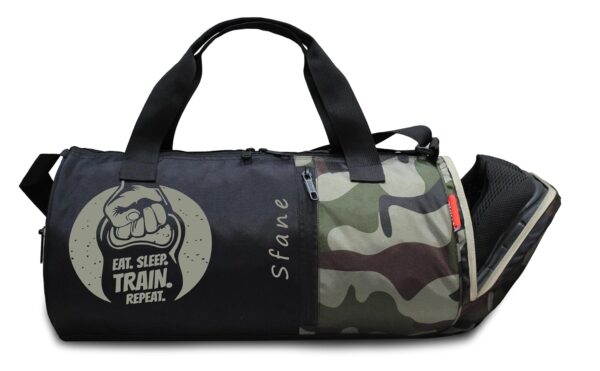 Sfane Polyester Army Black Gym Bag/Duffle Bag/Sports Bag/Shoulder Bag/Sports Bags/Gym Bags for Men & Women with Shoe Compartment.