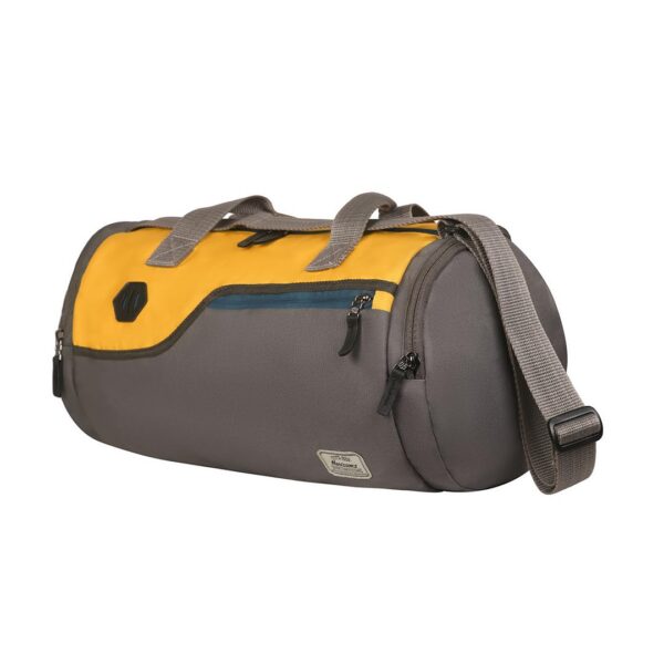 Harissons Casper 29L Sports Duffel Gym Bag for Men & Women with Spacious Main Compartment, 2 Side Pocket Access & Adjustable Shoulder Strap (Grey & Yellow)