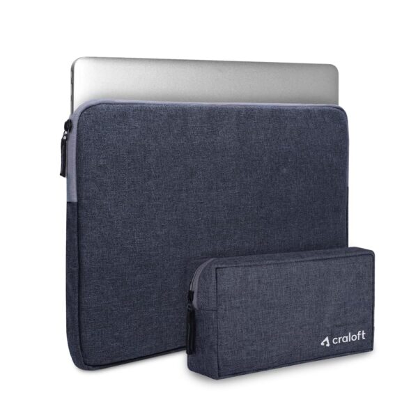 Craloft Polyester Laptop Sleeve Cover Bag Compatible with MacBook 16 Inch with Charger Pouch (Grey_L26)