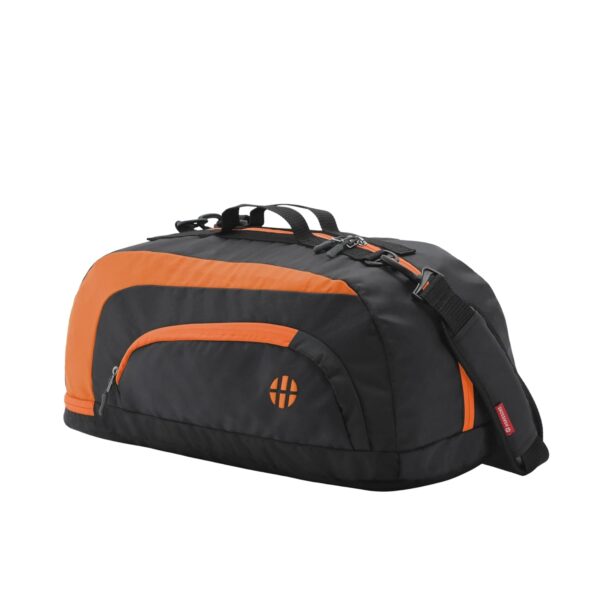 Harissons Jake 31L Water Resistant Duffel Gym Bag for Men & Women | Convertible Travel & Sports Backpack with Shoe Compartment & Easy Front Pocket Access (Black & Orange)