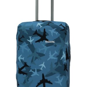 BIGWING Protective Cover in Polyester Fabric with Plane Print for | 20′ Inch Small Size | Hard Luggage Trolley Bag Cover (Fits Only On Fiber – Plastic Trolley Bag)