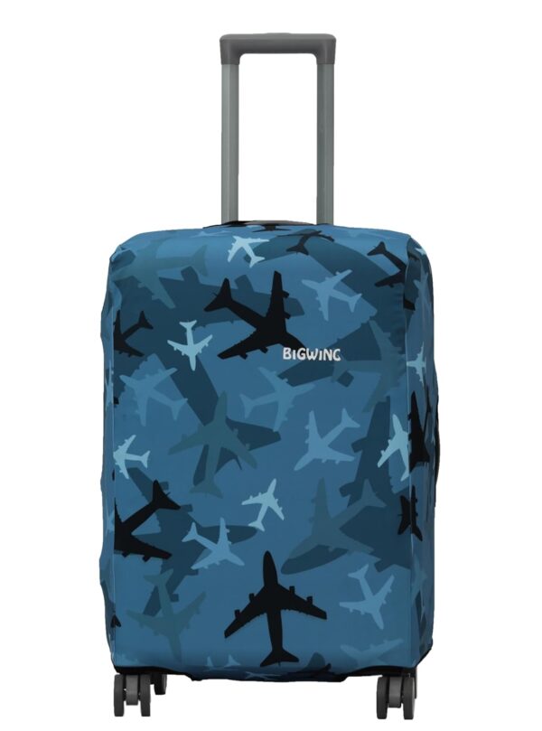 BIGWING Protective Cover in Polyester Fabric with Plane Print for | 20′ Inch Small Size | Hard Luggage Trolley Bag Cover (Fits Only On Fiber – Plastic Trolley Bag)