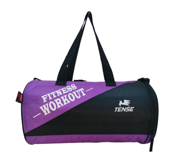 TENSE Gym Bag Polyester/Unisex Workout Gym Bags/Shoulder Bag for Men & Women with Separate Shoe Compartment/Carry Gym Accessories/Fitness Bag/Sports & Travel Bag/Sports Kit (Purple)