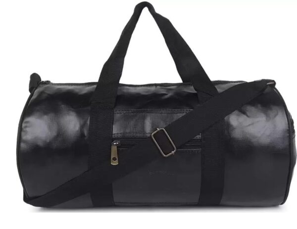 Rainox PU Leather Gym Duffel Bag | Shoulder Gym Bag | Sports and Travel Bags for Multipurpose with Side & Middle Pockets for Men, Women (Black)