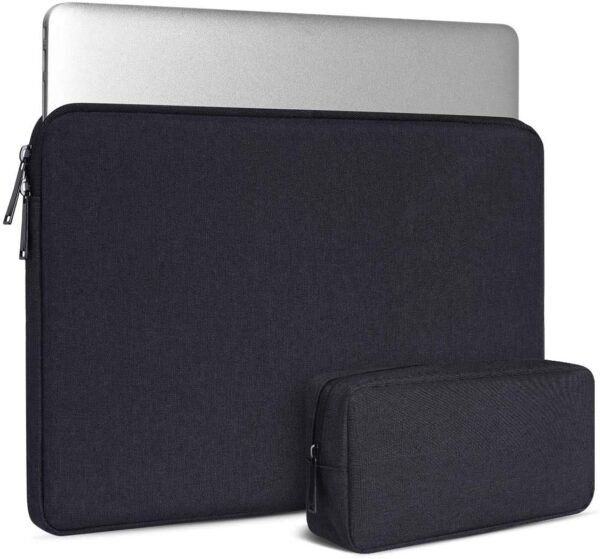 Dynotrek Grade 14 Inch Laptop Sleeve Case Cover with Charger Pouch Computer Bag for Chromebook/Stream/Inspiron/IdeaPad/Acer Spin 3/ZenBook MacBook Pro (Charcoal Black)