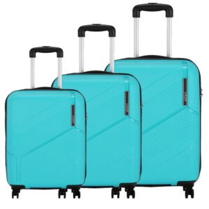 Safari Polycarbonate (Pc) Hard Trolley Luggage Bags Set Of 3 (Small, Medium, Large) | Stylish Trollley Bags Set With Number Lock And 4 Spinner Wheels (C Blue), 78 Cm