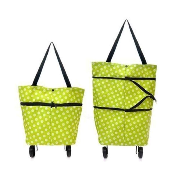 GIMFRA Polyester Trolley Luggage Bags Traveling Vegetable Grocery Clothing Bag with Light Weight and Medium Size with Wheels for Girls Boys Women Ladies Men(Random Color and Design)