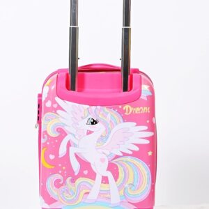 Swarn Products Polyester Stylish Rotating 4 Spinner Wheels Unicorn Printed Pattern Hard Suitcase & Extra Light Weight Kids Trolley Bag (16 Inch), 50 Cm, Multicolor