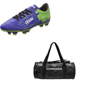 Charged Sports Bag Artize Black With Gowin Football Shoe Crush Blue Green Size-6