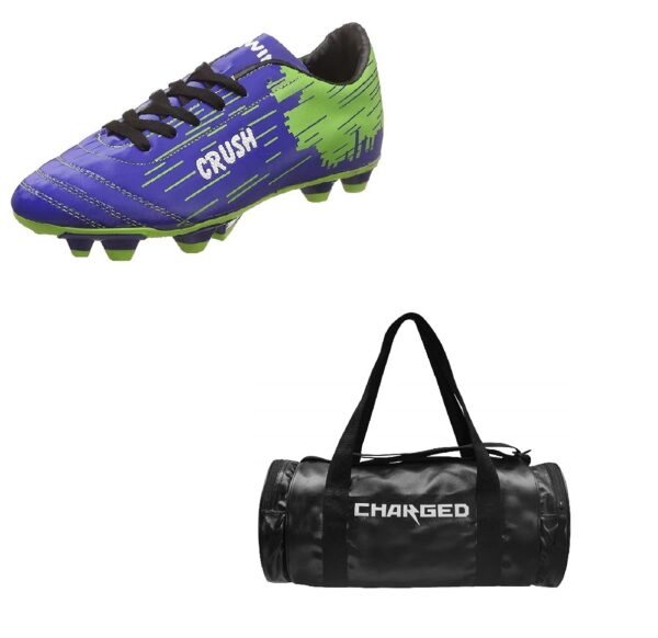 Charged Sports Bag Artize Black With Gowin Football Shoe Crush Blue Green Size-6