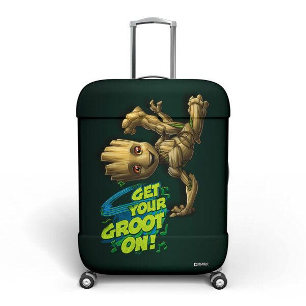 Kuber Industries Marvel I Am Groot Luggage Cover | Polyester Travel Suitcase Cover | Washable | Stretchable Suitcase Protector | 18-22 Inch | Small | Green