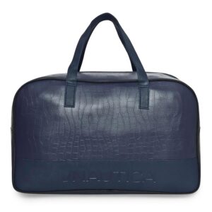 Nautica Duffle Bag for Travel | Stylish Leatherette Luggage | Compact and Comfortable for Travelling |Hand Duffel Bag |Gym Duffle Bag |Suitable for Men and Women 25 L- NTDUF4001 (Navy Blue)