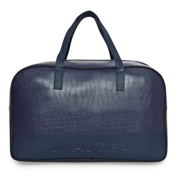 Nautica Duffle Bag for Travel | Stylish Leatherette Luggage | Compact and Comfortable for Travelling |Hand Duffel Bag |Gym Duffle Bag |Suitable for Men and Women 25 L- NTDUF4001 (Navy Blue)