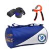 JAISBOY Combo Set of Gym Bag Duffel Bag with Shoulder Strap for Men & Women with Wrist Support Band & Hand Gripper for Daily Exercise (Navy Blue)