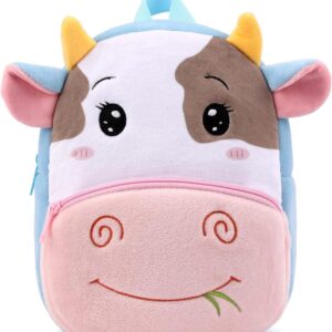 HappyChild Kids School Bag for Boys and Girls, Cute Soft Plush Preschool Animal Cartoon Mini Backpack Little kids bags for 2-5 years