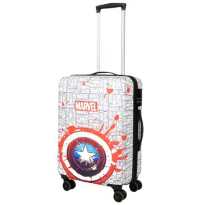 NOVEX Marvel Captain America Kids Trolley Bags for Travel | Red, 18-Inch Polycarbonate Luggage | Kid Spinner Luggage/Suitcase with 4 Wheel – 360° Rotating | Unique Bags for Boy Kids, Easy to Carry