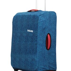 BIGWING Protective Cover in Polyester Fabric with Denim Texture Print for | 28′ Inch Large Size | Soft Luggage Trolley Bag Cover (Fits Only On Fabric Trolley Bag)