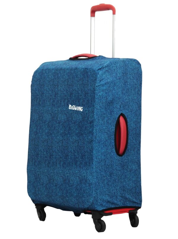 BIGWING Protective Cover in Polyester Fabric with Denim Texture Print for | 28′ Inch Large Size | Soft Luggage Trolley Bag Cover (Fits Only On Fabric Trolley Bag)