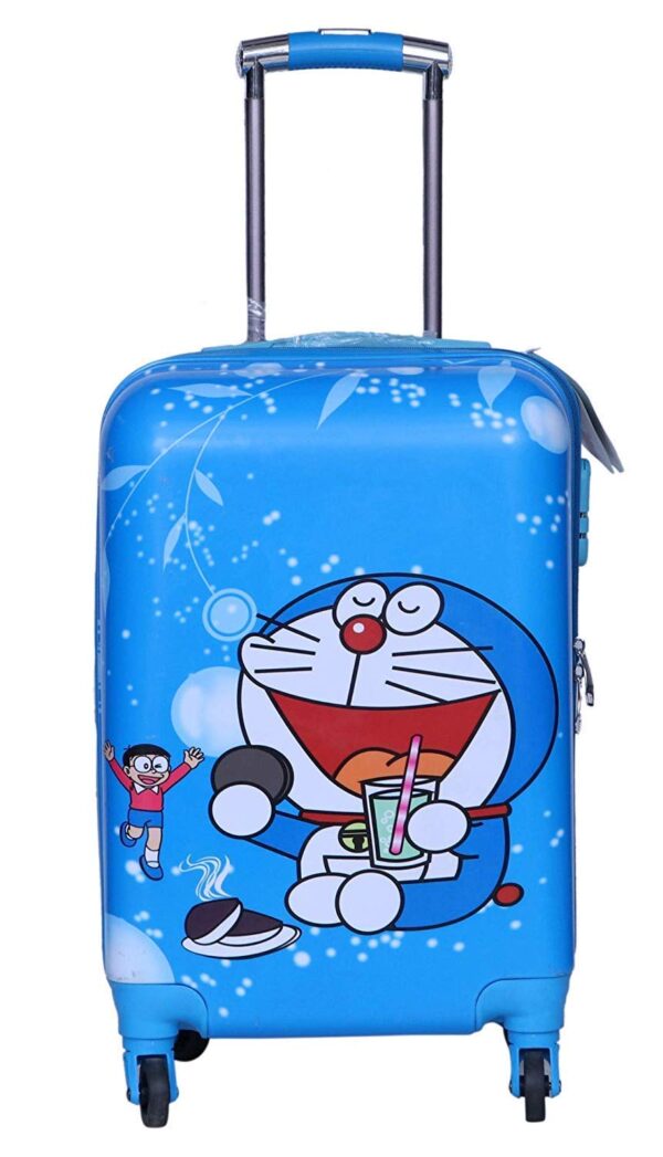 DPARANI Kid’s 17 Inches Blue Doraemon Cartoon Print Polycarbonate Trolley Bag Suitcase for Baby Girl’s & Boy’s