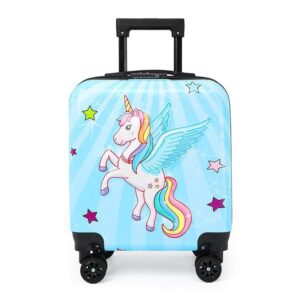 Wise Guys Unicorn Trolley Luggage Bag for Girls Kids Children Trolley Bag Lightweight Waterproof Unicorn Suitcase Luggage Bag Compact 360 Wheel Cabin 18 Inch Bl